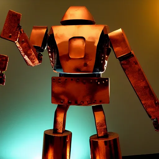 Image similar to The Iron Giant, but made of copper instead