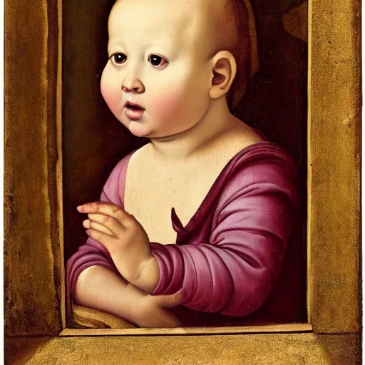 Image similar to Renaissance portrait painting of a baby