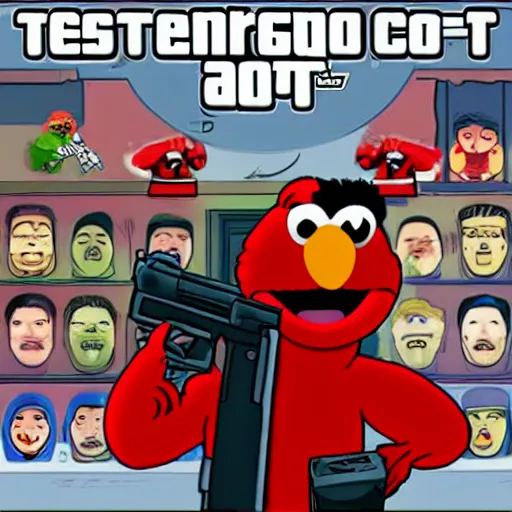 Prompt: elmo as a gta character