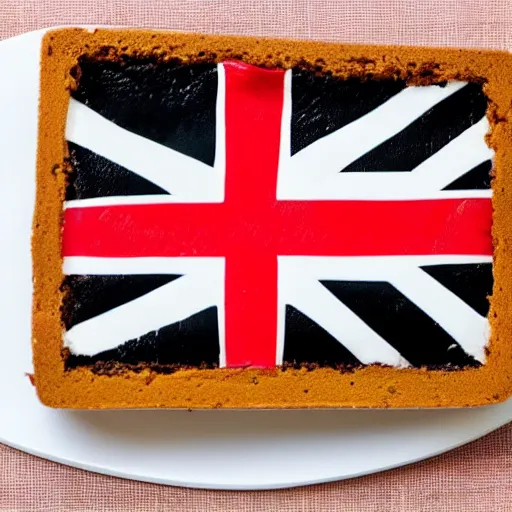 Image similar to slice of cake, the side of the cake is colored with the pattern of the south african flag, south african flag cake