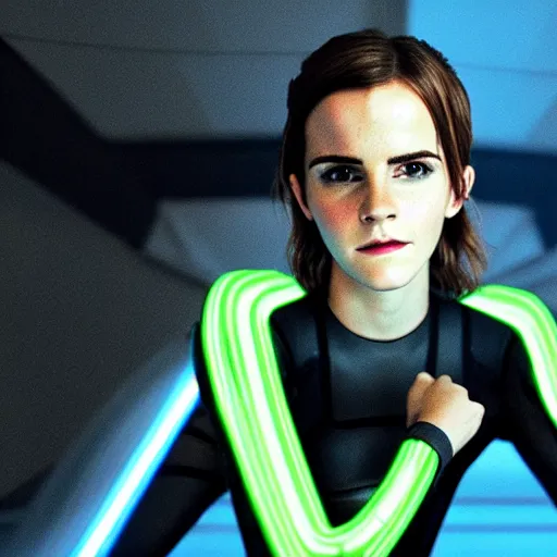 Image similar to portrait of emma watson in tron : legacy movie