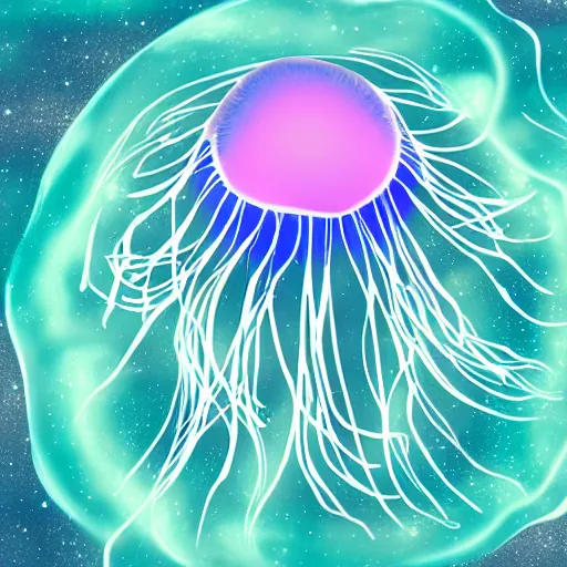 Prompt: Astral jellyfish floating through the universe