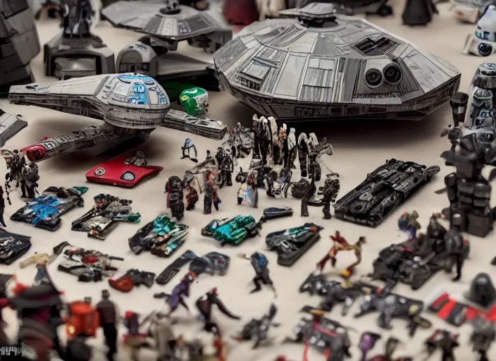 Image similar to a photo of a epic grand scale diorama of star wars toys, canon, macro photography