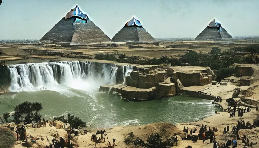 Image similar to waterfalls are flowing down the pyramids, archive photo, paradise