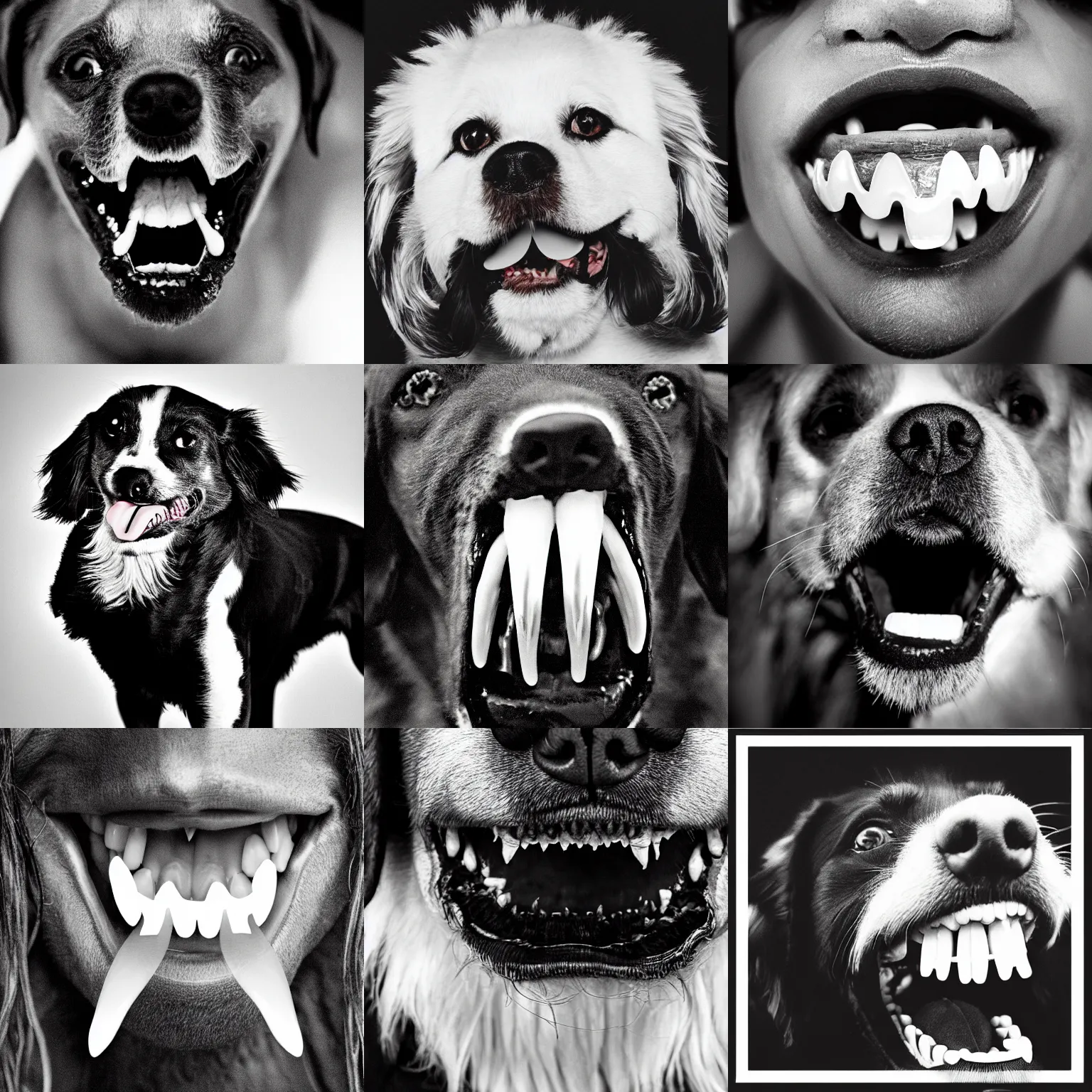 Prompt: mouth open with upper and lower metallic tooth grills, gritty grainy black and white film photograph, album artwork, PUP