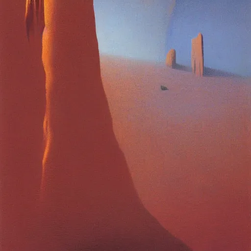 Image similar to you appear smaller than an insect next to the monolith, by Zdzisław Beksiński