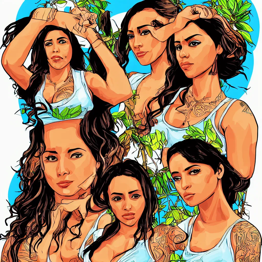 Image similar to a beautiful latina woman, in the style of gta san andreas art