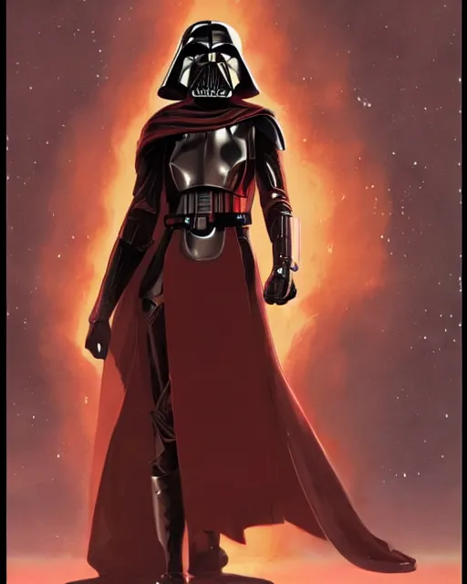 Prompt: tessa thompson as an inquisitor in a star wars movie, evil, villain, sith, concept art by doug chiang and ralph mcquarrie