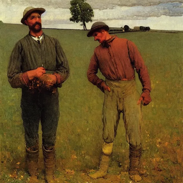 Image similar to portrait of a young farmer in ohio in 1 8 8 8, art by winslow homer and thomas eakins