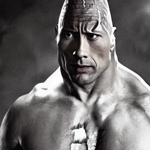 Prompt: Dwayne The Rock Johnson as a Conehead, photo, cinematic