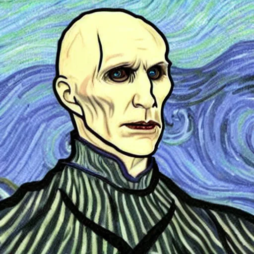 Prompt: Voldemort drawn by Vincent van Gogh