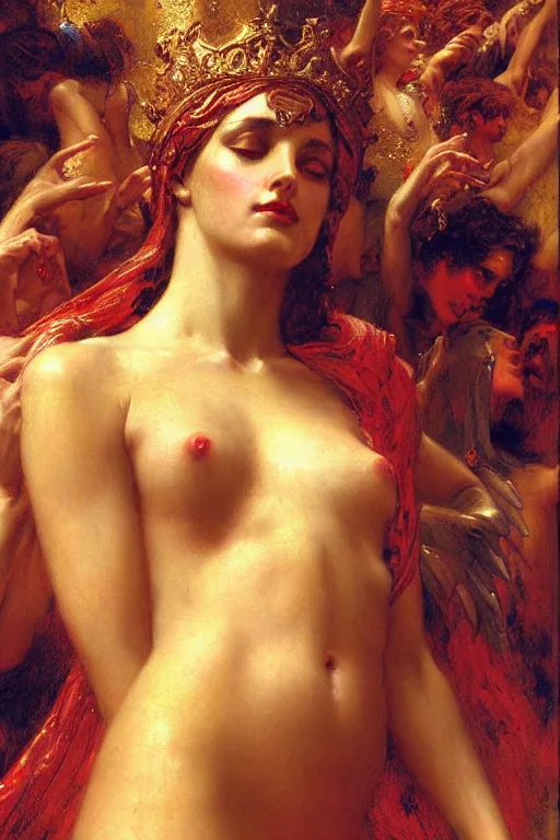 Image similar to the goddess of love from dante's divine comedy. highly detailed painting by gaston bussiere, craig mullins, j. c. leyendecker 8 k