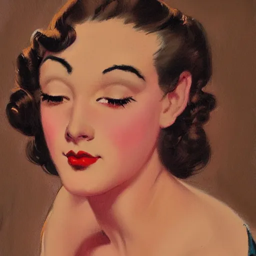 Prompt: a painting in the style of gil elvgren and in the style of charles dana gibson.