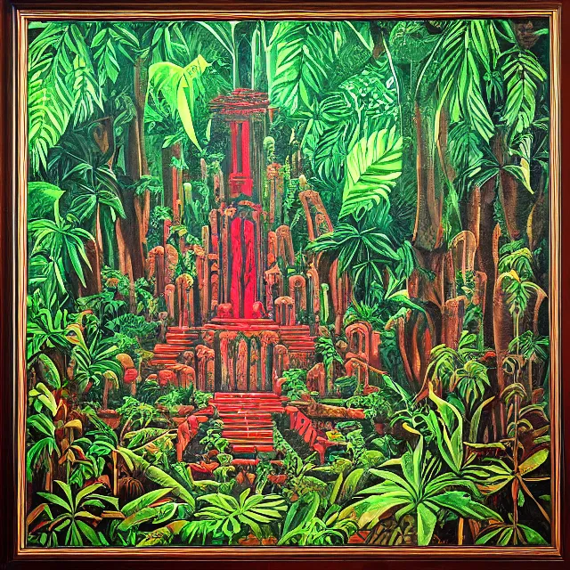 Image similar to blood temple in a jungle painting