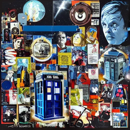 Image similar to collage of the TARDIS from Doctor Who by Sandra Chevrier