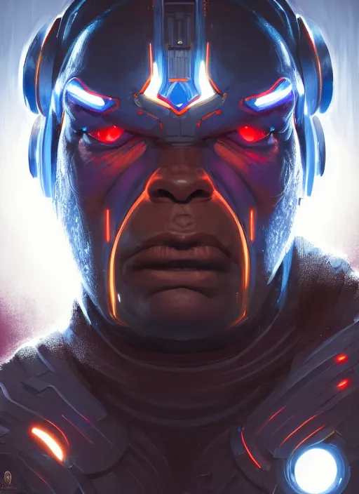 Image similar to portrait of apex legends darkseid, intricate, elegant, glowing lights, highly detailed, digital painting, artstation, glamor pose, concept art, smooth, sharp focus, illustration, art by artgerm and greg rutkowski, artey freytag