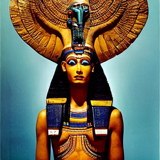 Image similar to portrait of egyptian god ra, annie leibovitz