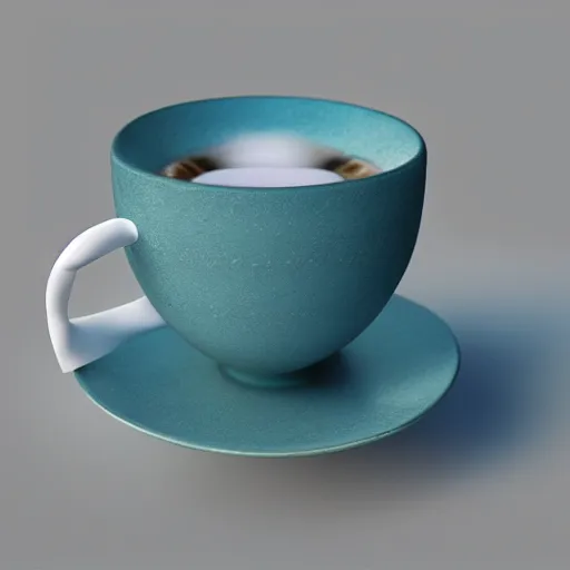 Image similar to teacup filled with the ocean, octane render, moddy lighting, big waves, white tea cup, ultra realistic, detailed,