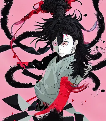 Prompt: Kimetsu no Yaiba by Alex Pardee and Nekro and Petros Afshar ,unstirred paint, vivid color, cgsociety 4K