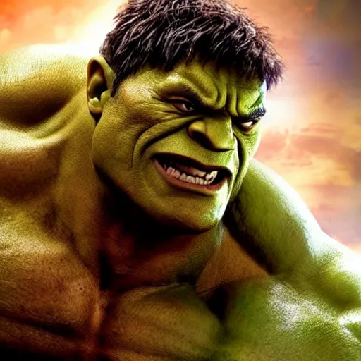 Image similar to Dwayne The Rock Johnson as Hulk from the Marvel Movies