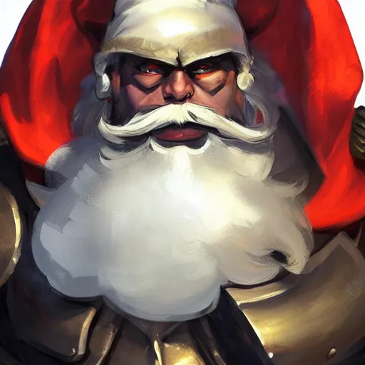 Image similar to greg manchess portrait painting of fully armored santa claus as overwatch character, medium shot, asymmetrical, profile picture, organic painting, sunny day, matte painting, bold shapes, hard edges, street art, trending on artstation, by huang guangjian and gil elvgren and sachin teng