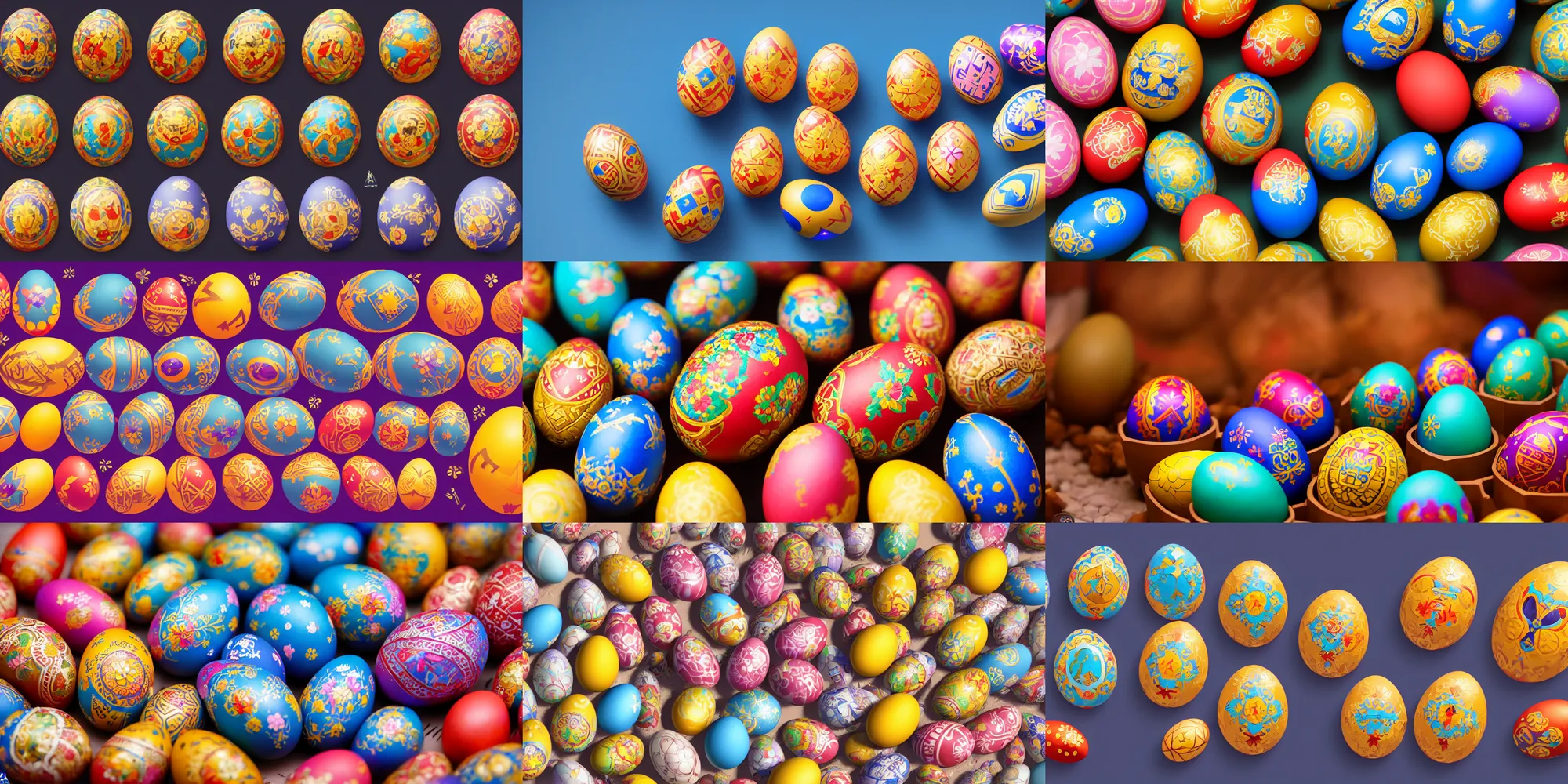 Prompt: game asset of pysanky easter eggs, in gouache detailed paintings, props, stylized, 2 d sprites, kitbash, arcane, overwatch, pastel color scheme, 8 k, close up