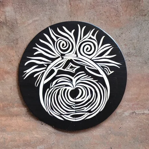 Image similar to mbira wooden logo black and white