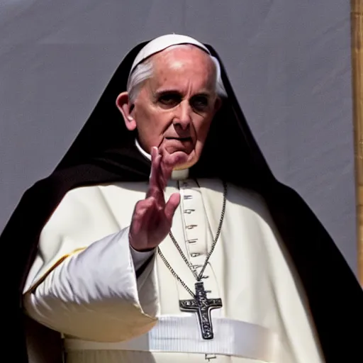 Image similar to pope benedict wearing sith cloak as chancelor palpatine in star wars episode 3, 8 k resolution, cinematic lighting, anatomically correct