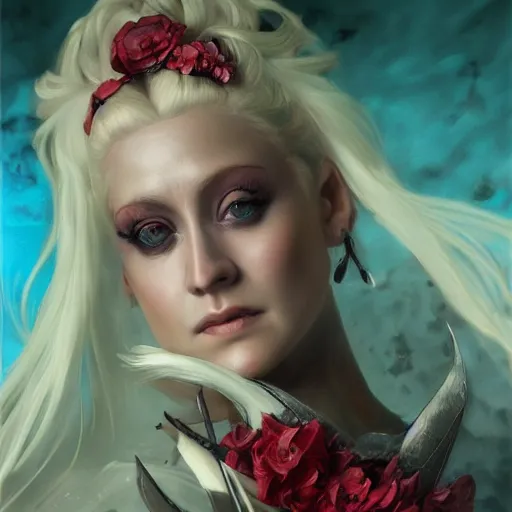 Image similar to Olivia Taylor Dudley as Shalltear Bloodfallen, professional modeling, looking down on the camera, detailed, centered, digital painting, artstation, concept art, donato giancola, Joseph Christian Leyendecker, WLOP, Boris Vallejo, Breathtaking, 8k resolution, extremely detailed, beautiful, establishing shot, artistic, hyperrealistic, beautiful face, octane render, cinematic lighting, dramatic lighting, masterpiece