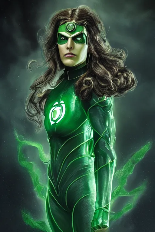 Image similar to Majestic and regal portrait of a female green lantern, DC Universe, intricate, epic, elegant, menacing, fantasy, highly detailed, digital painting, hard focus, beautiful volumetric lighting, epic light, ultra detailed, Horror, souls, ghosts, smoke by Leesha Hannigan, Ross Tran, Thierry Doizon, Kai Carpenter, Ignacio Fernández Ríos