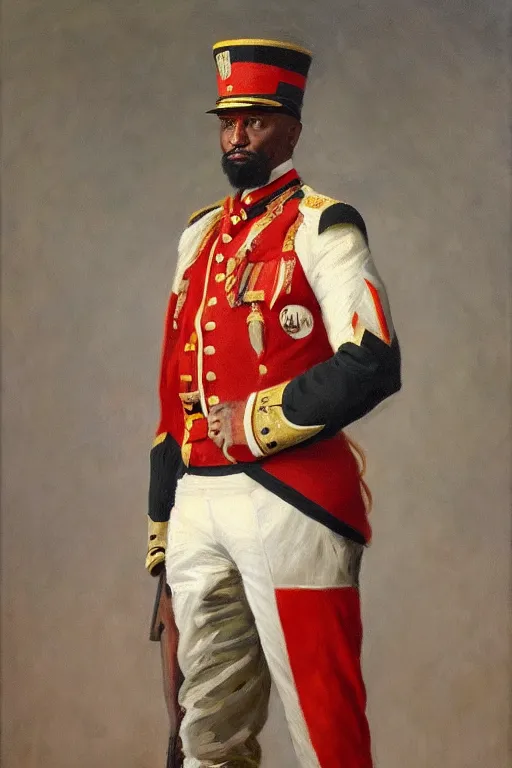 Prompt: full body portrait of the dictator of the utah jazz, 1 8 8 9, in full military garb, oil on canvas by william sidney mount, trending on artstation