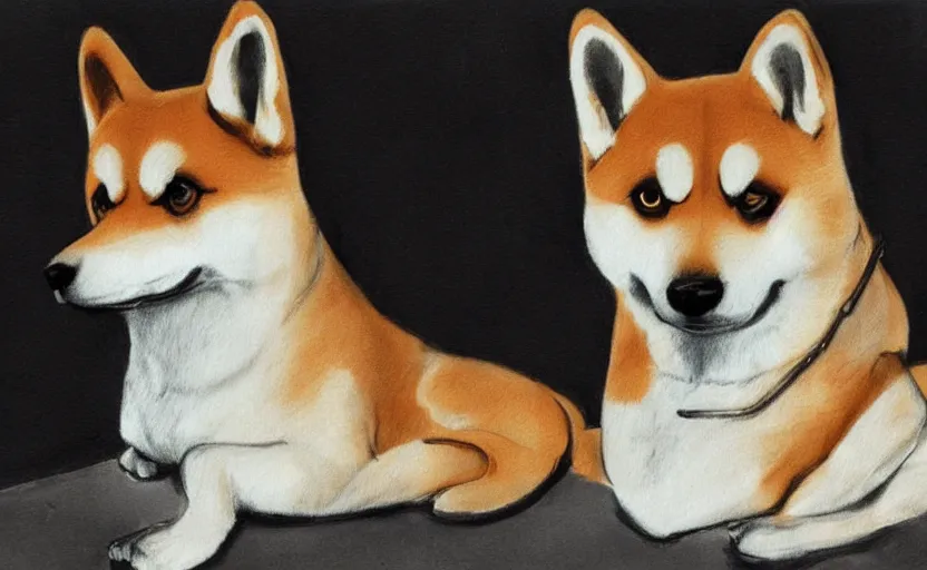 Image similar to a shiba inu that doesn't know any artists names. such confuse, many stupid, wow