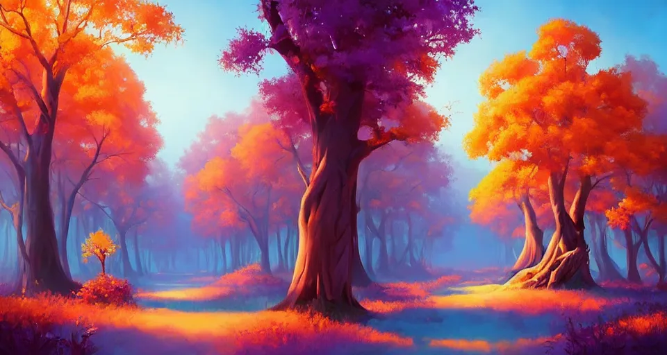 Prompt: Enchanted and magic forest, by RHADS