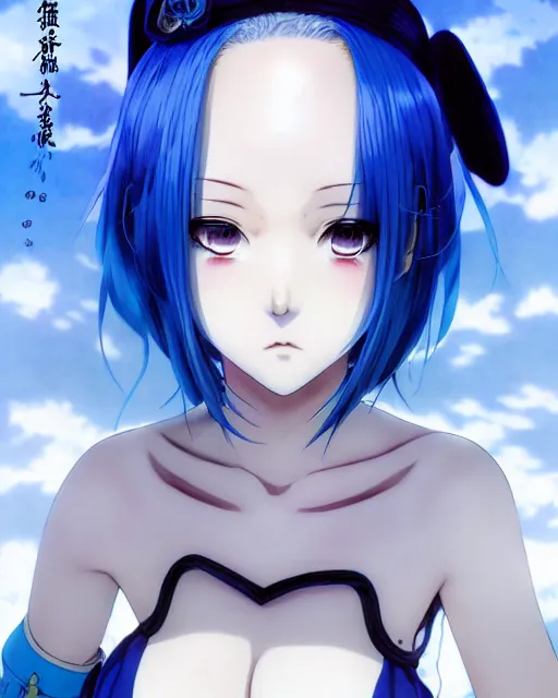 Image similar to portrait Anime Rem re-zero short-sky-blue hair fine-face, pretty face, realistic shaded Perfect face, fine details. Anime. black-and-white french-maid outfit realistic shaded lighting by katsuhiro otomo ghost-in-the-shell, magali villeneuve, artgerm, rutkowski Jeremy Lipkin and Giuseppe Dangelico Pino and Michael Garmash and Rob Rey