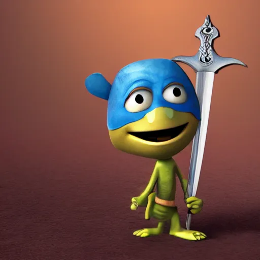 Prompt: anthropomorphic sword, cute, hd render, pixar style professional expensive