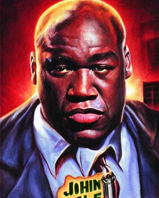 Image similar to john coffey in the green mile, airbrush, drew struzan illustration art, key art, movie poster