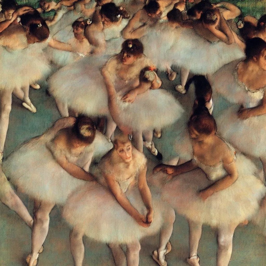 Prompt: TOO MANY BALLERINAS BY DEGAS,