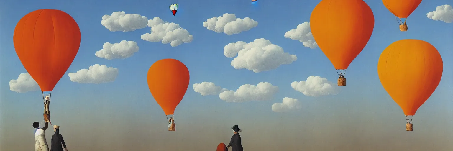 Image similar to hot air balloon painting magritte