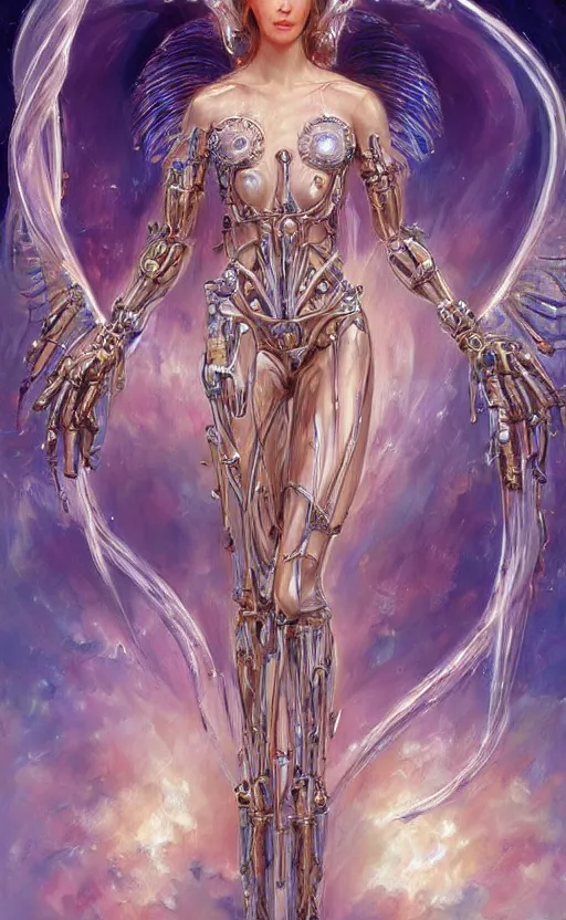 Image similar to Cyborg biomechanical jellyfish angel female. By Konstantin Razumov, highly detailded