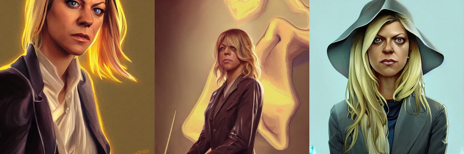 Prompt: portrait of Kaitlin Olson as a detective, highly detailed, digital painting, artstation, concept art, sharp focus, illustration, art by artgerm and greg rutkowski and alphonse mucha