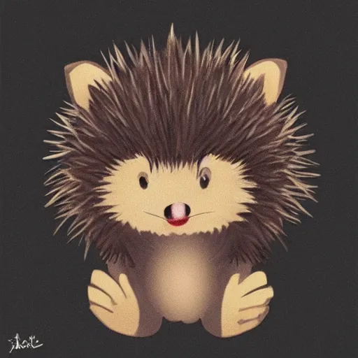 Image similar to the cutest hedgehog vampire in the whole wide world, masterpiece, digital art, light, bright, warm, fuzzy, cute, realistic