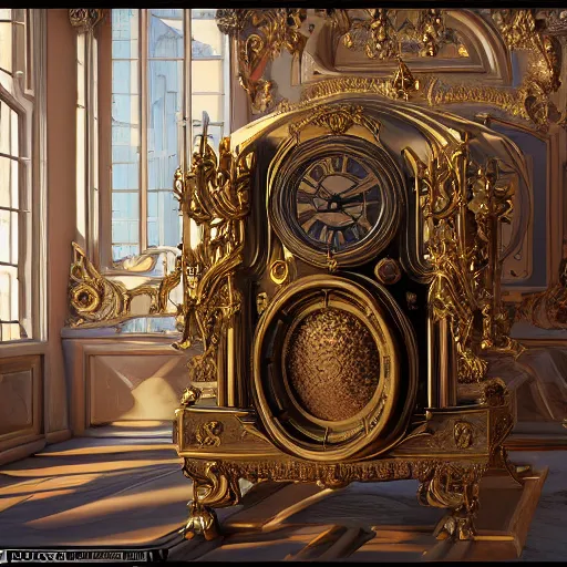 Prompt: baroque time machine by hg wells +gi, global illumination, physically based rendering, photoreal, small details, intricate