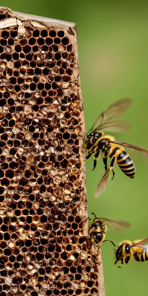 Prompt: Wasps attack two twin bee colonies, 8k, hd,