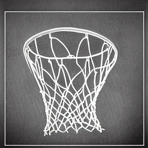 Prompt: pencil drawing of basketball net, amature drawing