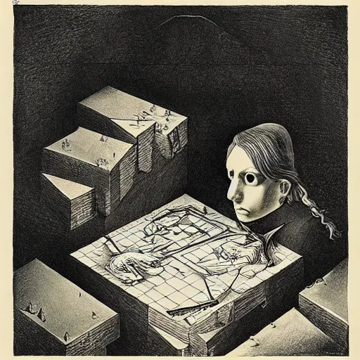 Image similar to lithography on paper secret lair conceptual figurative post - morden monumental dynamic portrait by goya and escher and hogarth, illusion surreal art, highly conceptual figurative art, intricate detailed illustration, controversial poster art, polish poster art, geometrical drawings, no blur