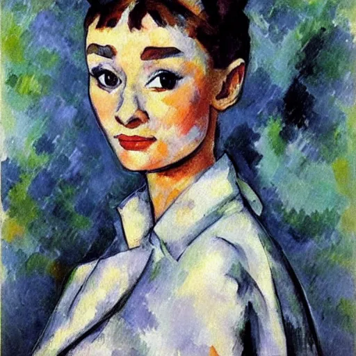 Prompt: audrey hepburn art by paul cezanne