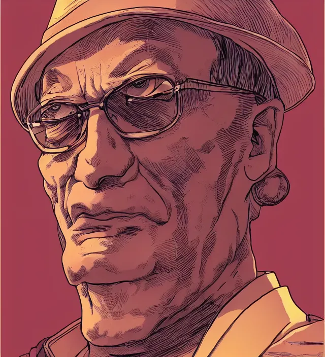 Image similar to a character portrait of senator armstrong in the style of jean giraud in the style of moebius trending on artstation deviantart pinterest detailed realistic hd 8 k high resolution