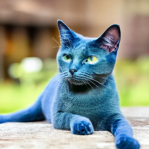Prompt: a photo of a blue and green cat