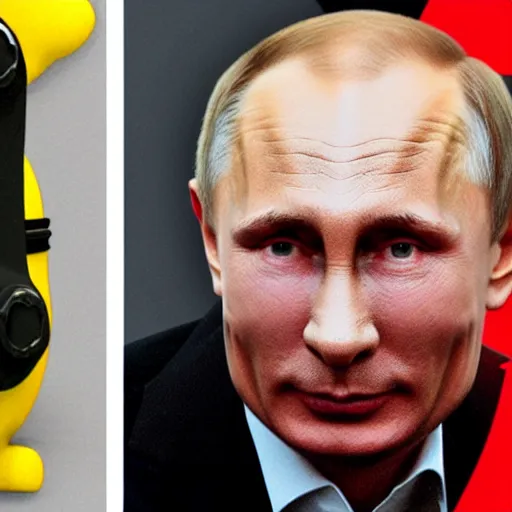 Image similar to vladimir putin biting a minion head, highly detailed