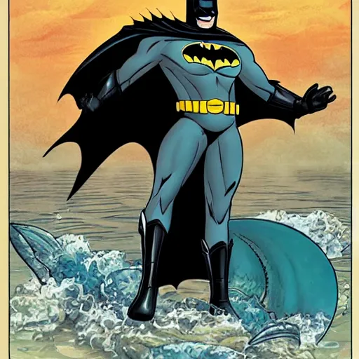 Prompt: batman as a mermaid